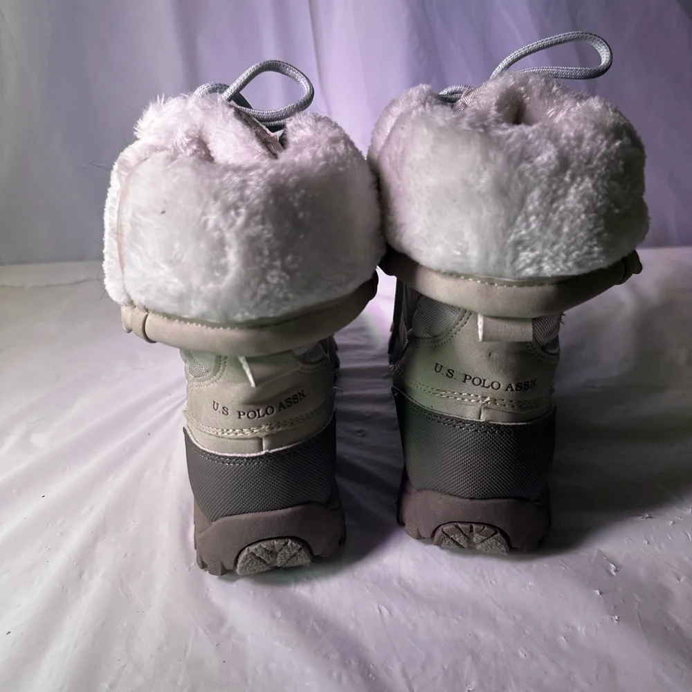 U.S. Polo Assn. White and Gray Fur-Lined Boots